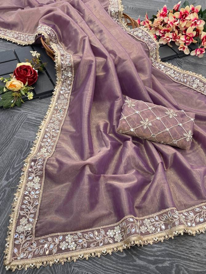 DDH 119  Tissue silk Sequence Embroidery Party Wear Sarees Wholesale Shop In Surat 